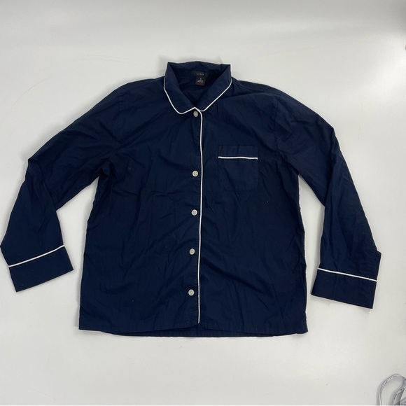 J.Crew Long Sleeve Preppy Navy Blue Cotton Gorpcore Button Down Pajama Top Small - Picture 7 of 7